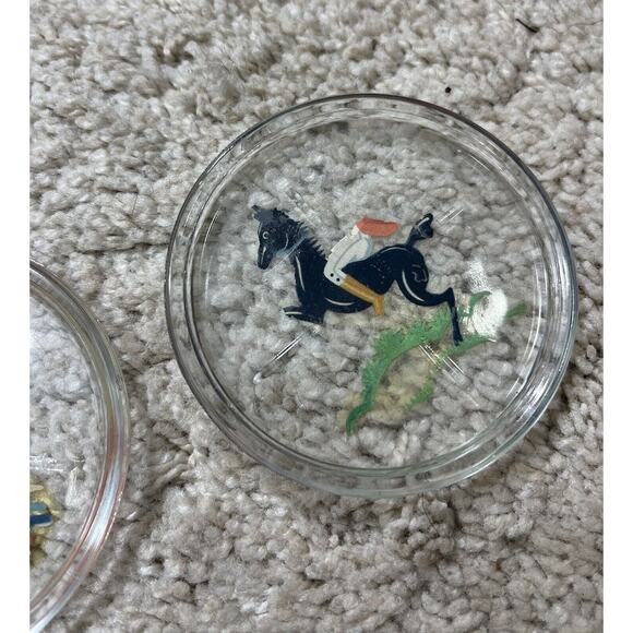 Vtg Set Of 4 Alberto Vegas Style 1940’s Glass Women In Sports Retro Coaster Set - Picture 5 of 6